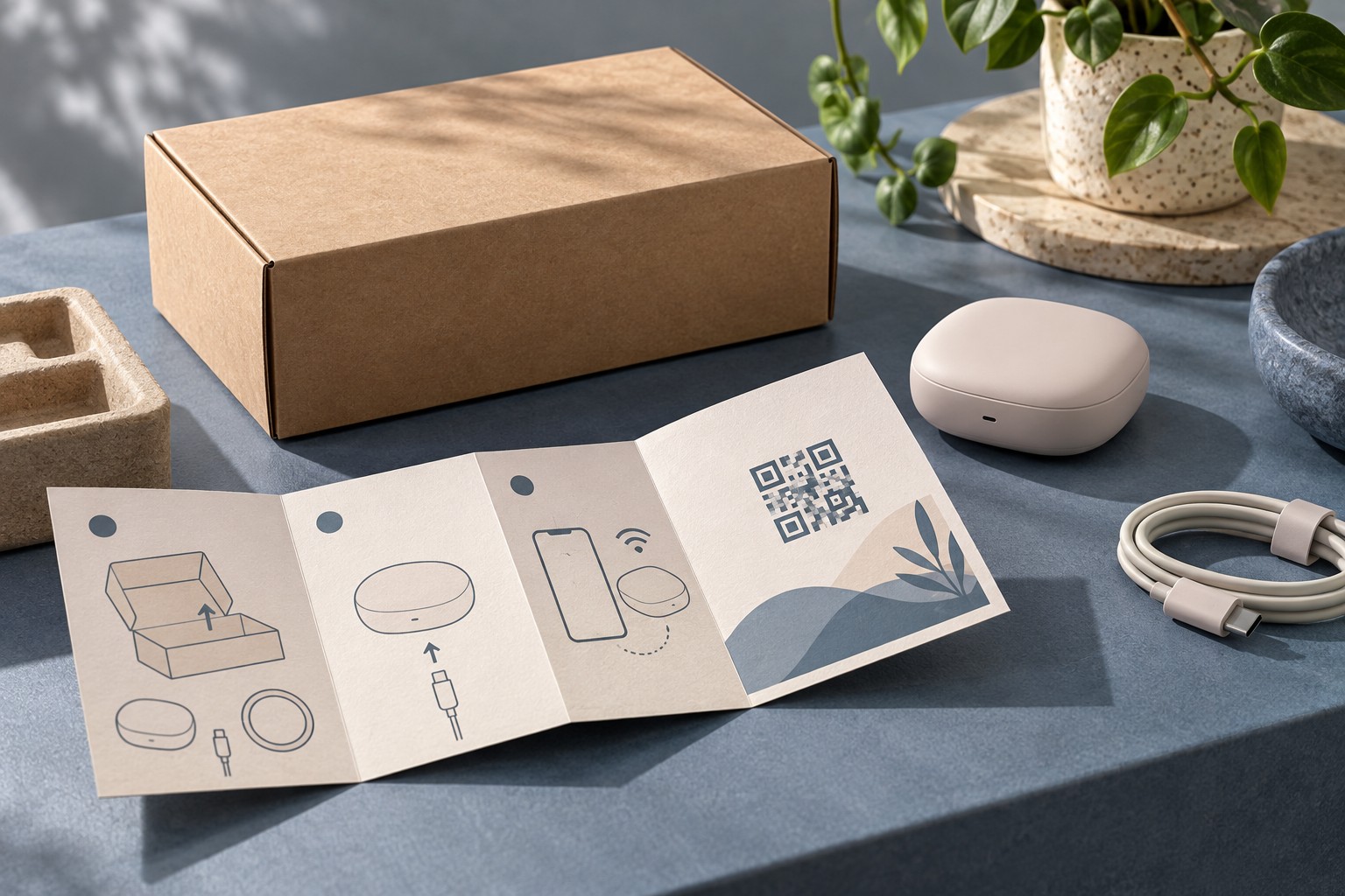 Illustrative product packaging and manual QR code use case