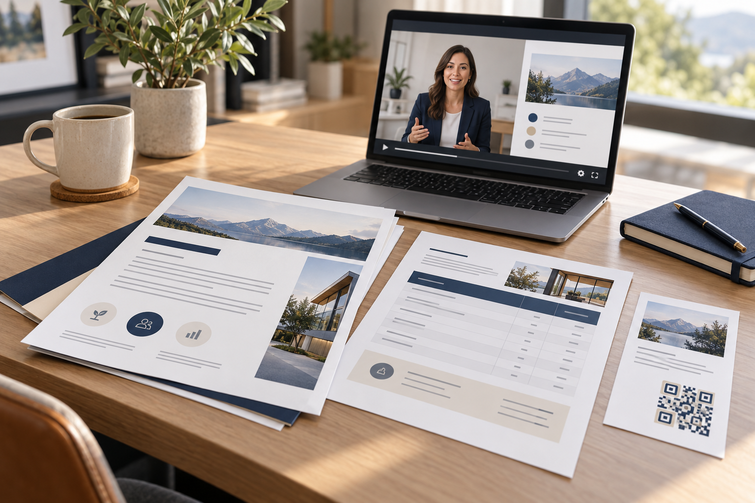 Illustrative sales proposal and client QR handout use case